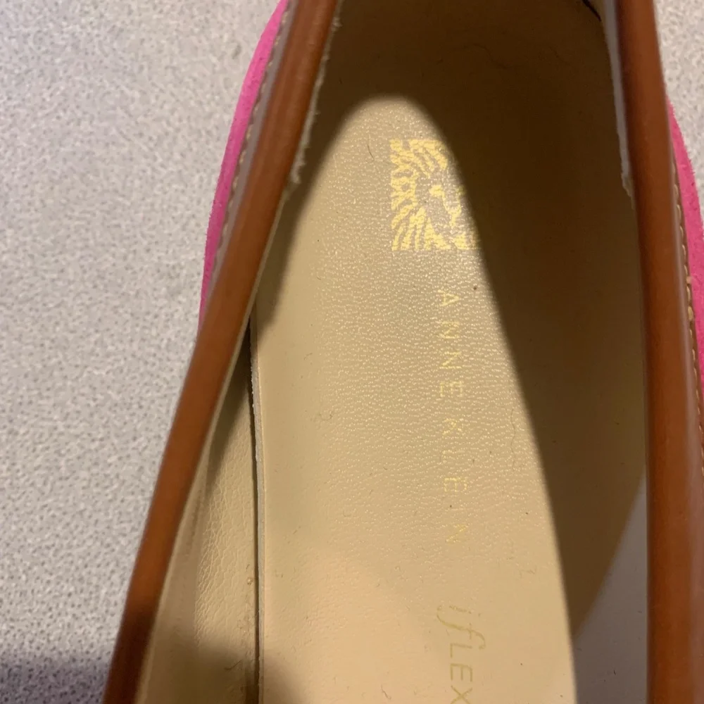 Anne Klein Pink Suede Leather Loafers sz 8.5 M